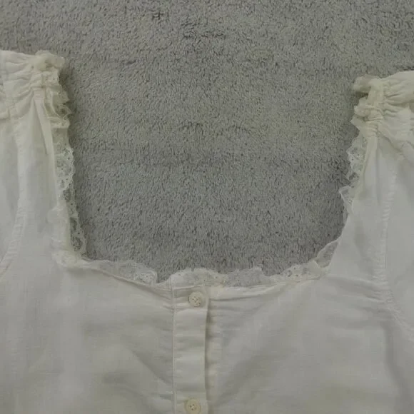 Sezane Blouse White Lace Trim Linen Frances Cottagecore - Picture 12 of 16